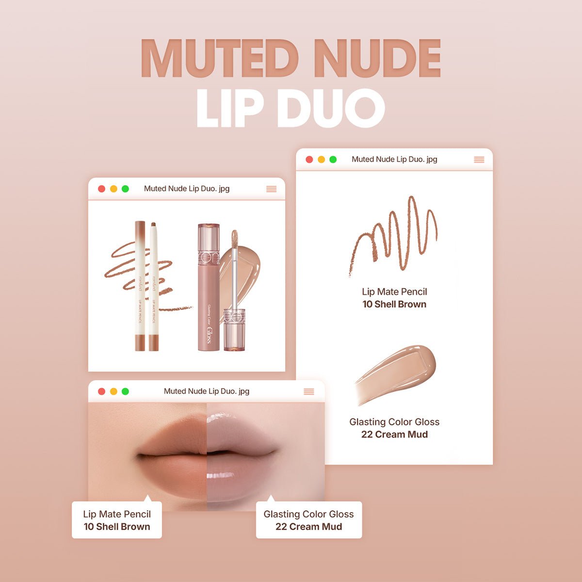 MUTED NUDE LIP DUO - rom&nd