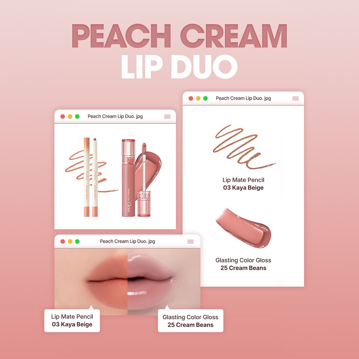 PEACH CREAM LIP DUO - rom&nd