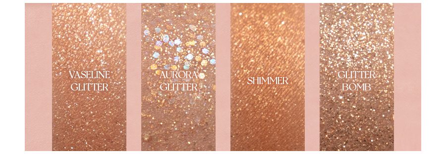 four glitter finishes